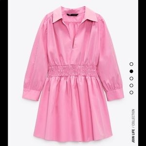 Zara Short Poplin Dress in Pink XS